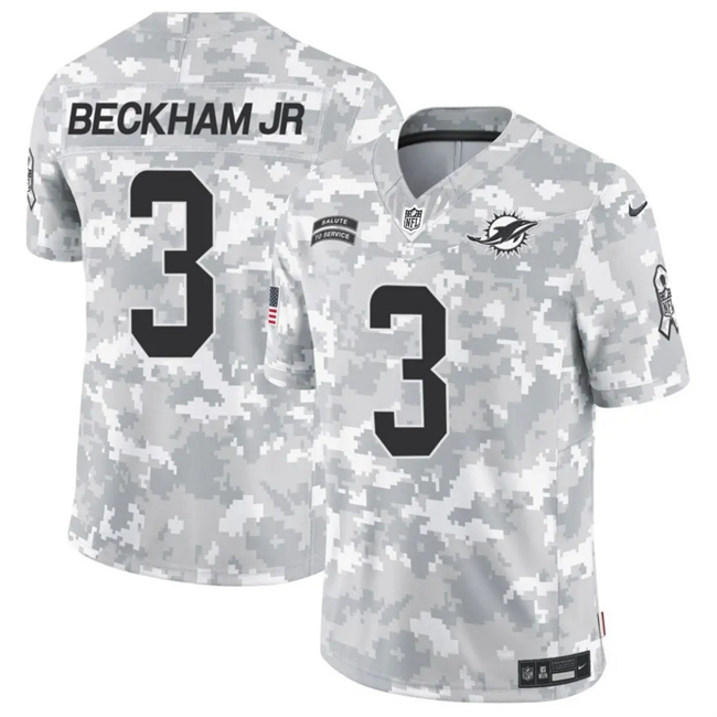 Men's Arctic Camo Miami Dolphins #3 Odell Beckham Jr. 2024 F.U.S.E Salute to Service Limited Stitched Football Jersey